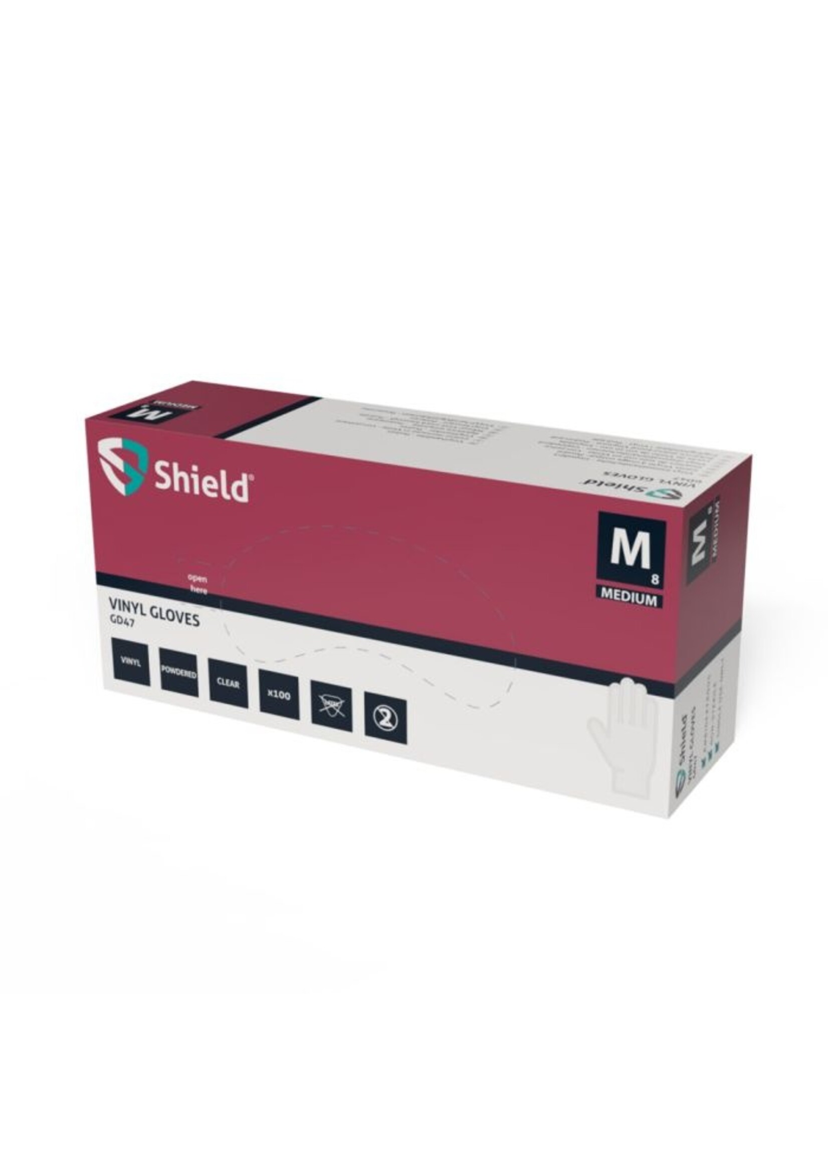 SHIELD Gants vinyles transparente poudré 4,5 grammes PH SHIELD GD47 (10x100)
