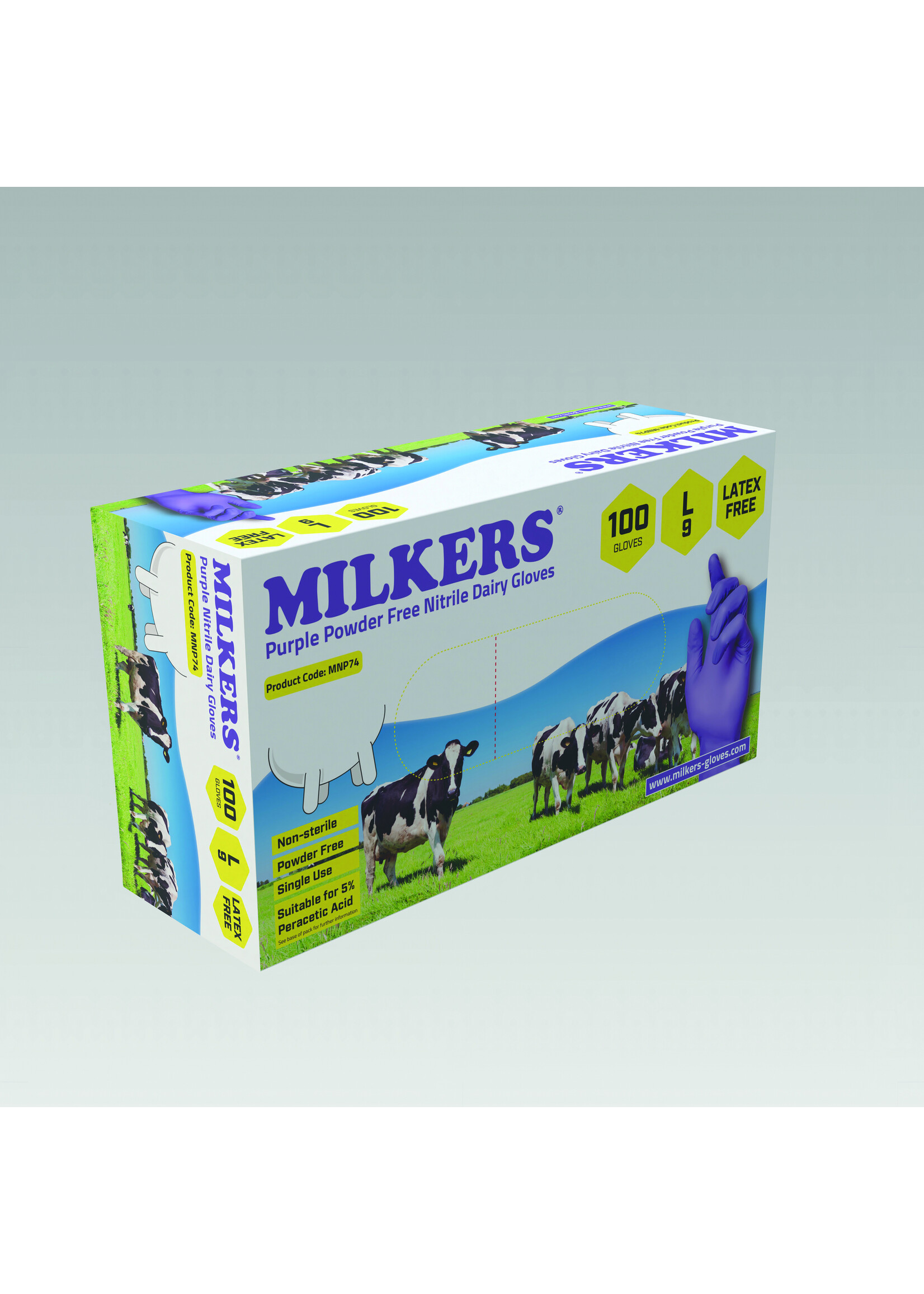 Barber Healthcare MILKERS Gants de traite nitrile violet très épais Glove Plus MILKERS 7,8 grammes  (10x100) épaisseur ●●●●●