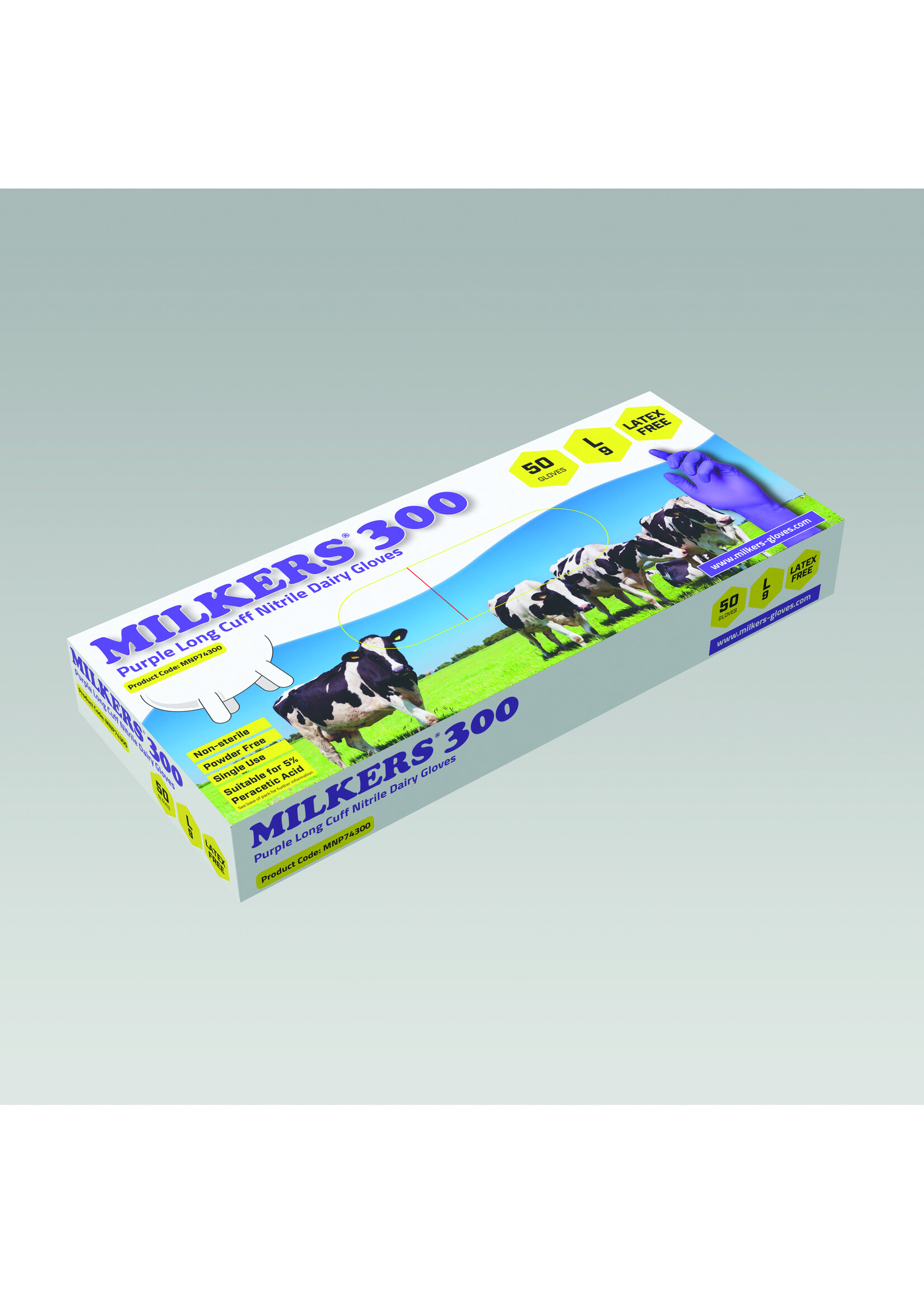 Barber Healthcare MILKERS Gants de traite nitrile VIOLET Glove Plus MILKERS 300 très épais avec manchette longue 8,3 grammes (10x50)  épaisseur ●●●●●