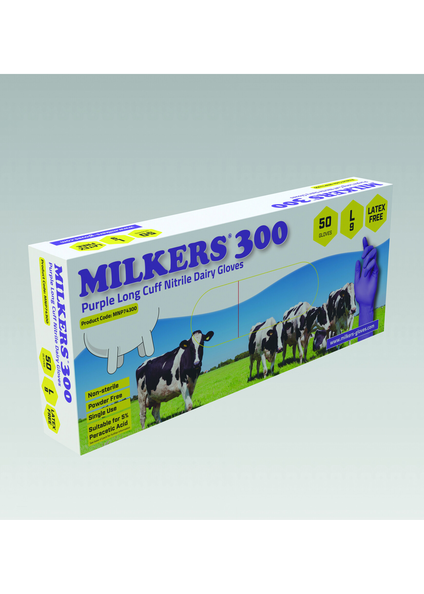 Barber Healthcare MILKERS PAARSE nitril melkershandschoenen Glove Plus MILKERS 300  extra dik met lange manchet  8,3 gram (10x50) dikte ●●●●●