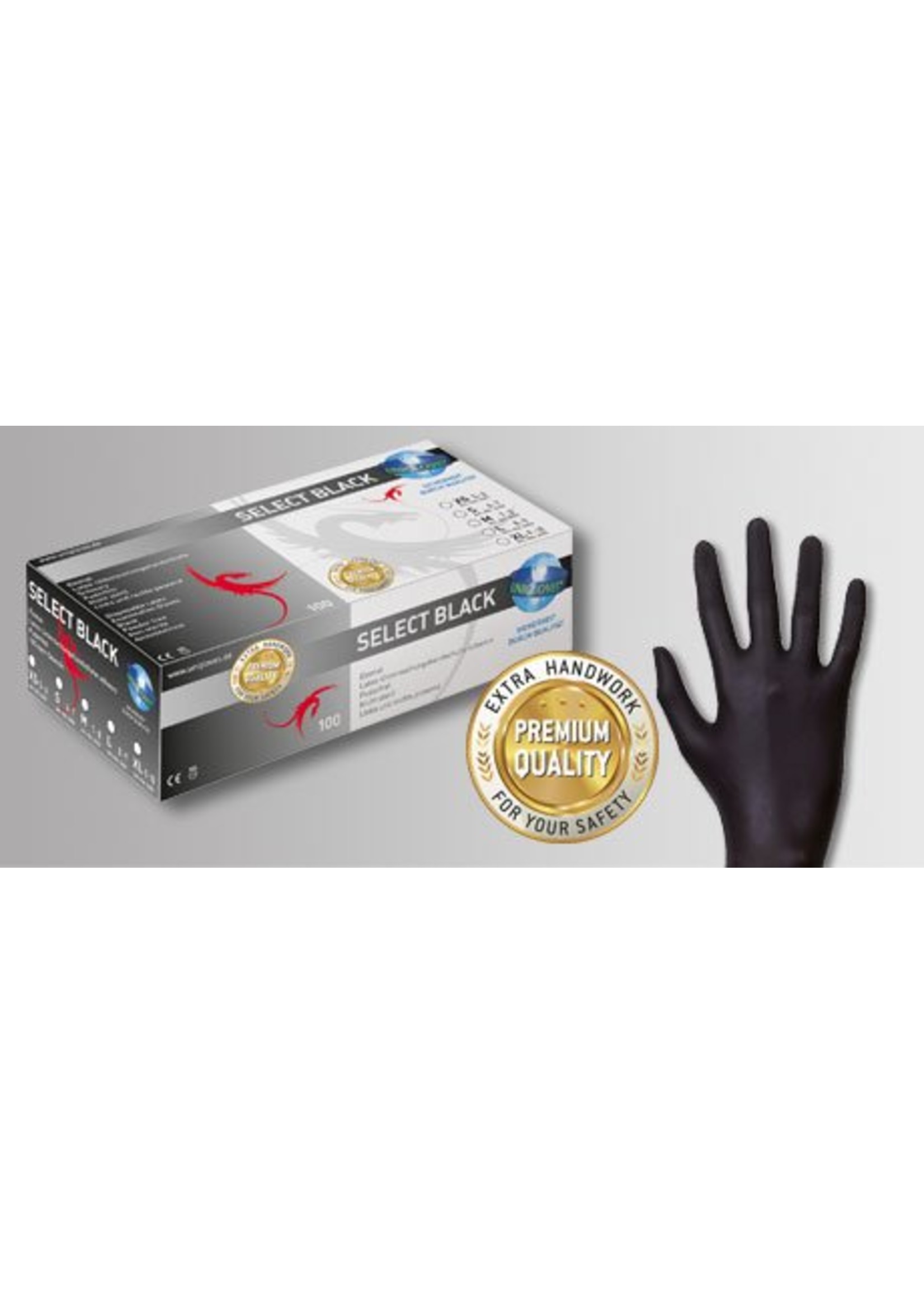Unigloves Schwarze Latexhandschuhe puderfrei Unigloves Select Black (10x100)