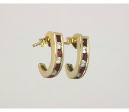 14 crt. earrings with ruby and zirkonia