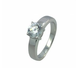 zilver solitair ring met zirkonia