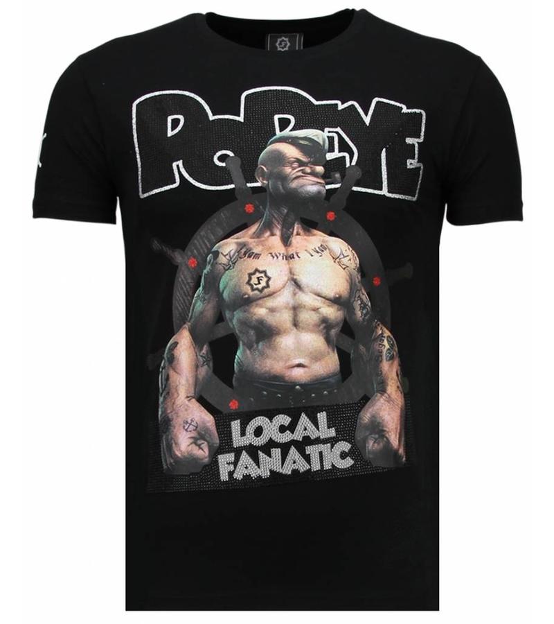 Local Fanatic The Sailor Man Popeye Rhinestone - Man T Shirt - 5760Z - Svart