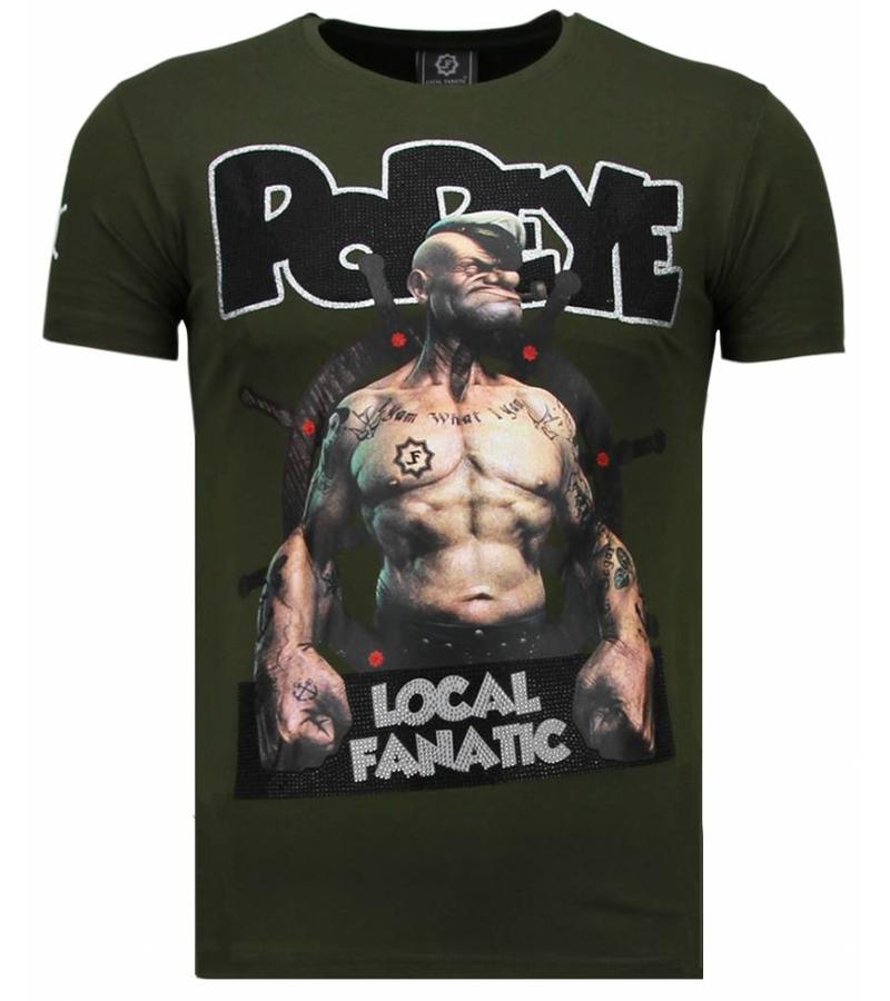 Local Fanatic The Sailor Man Popeye Rhinestone - T Shirt Herr - 5760G - Grön