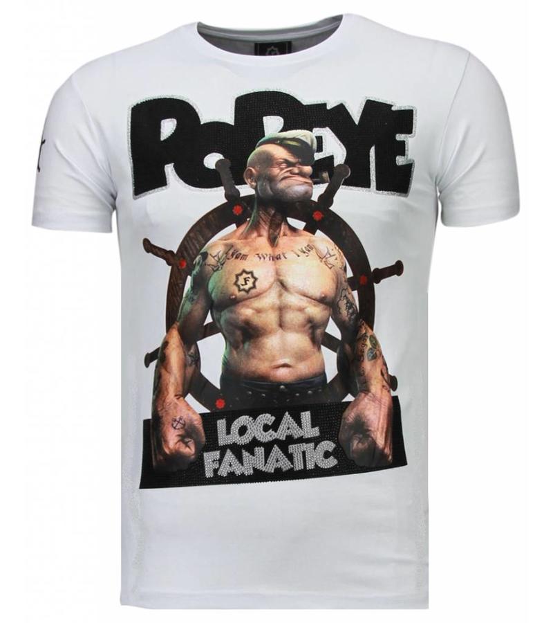 Local Fanatic The Sailor Man Popeye Rhinestone - Herr T Shirt - 5760W - Vit