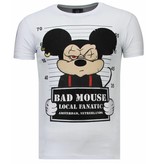 Local Fanatic State Prison Bad Mouse Rhinestone - Herr T Shirt - 5764W - Vit