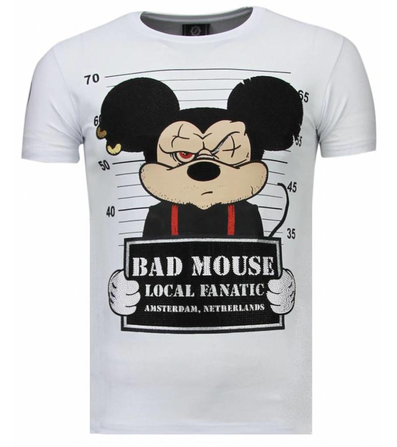 Local Fanatic State Prison Bad Mouse Rhinestone - Herr T Shirt - 5764W - Vit