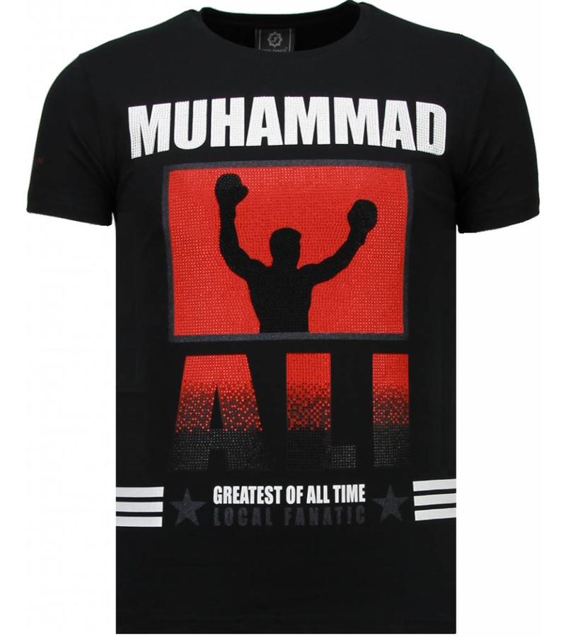 Local Fanatic Muhammad Ali Rhinestone - Man T Shirt - 5762Z - Svart