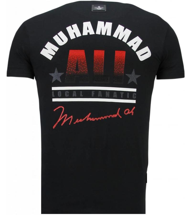 Local Fanatic Muhammad Ali Rhinestone - Man T Shirt - 5762Z - Svart