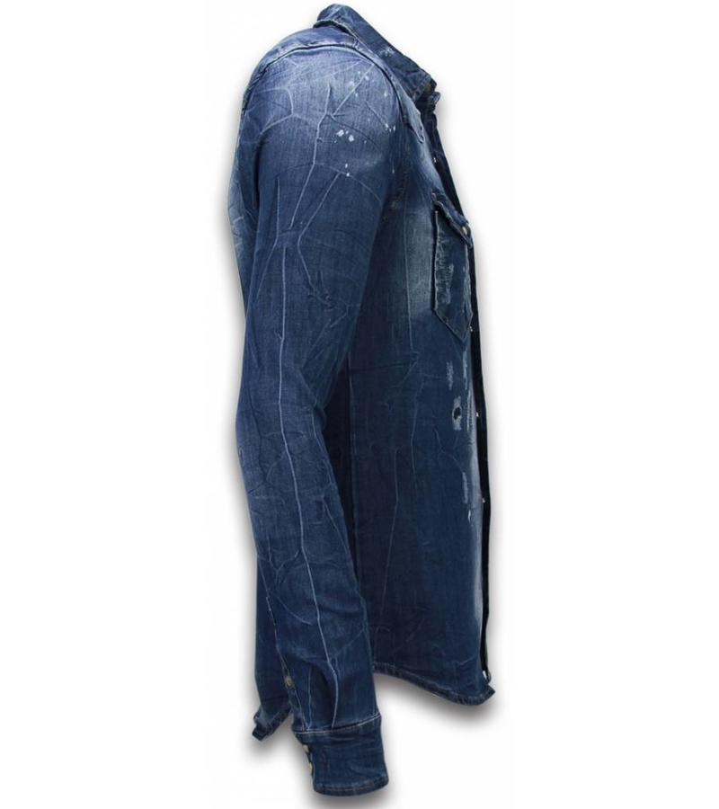 Enos Snygg skjorta till jeans - Casual skjortor herr - CJ-987B - Blå