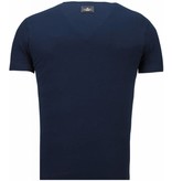 Local Fanatic Basic Exclusieve V Neck - Herr Man T Shirt - 5799B - Blå