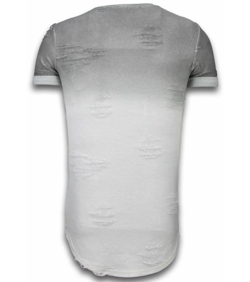 True Rise Flare Effect Long Fit Dual Colored - Man T Shirt - T09165G - Grå