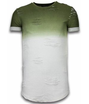 John H Flare Effect Long Fit Dual Colored - Herr T Shirt - T09165GR - Grön