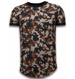 True Rise Camouflaged Fashionable Long Fit - Herr T Shirt - 111B - Brun