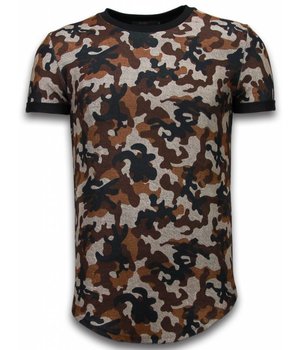 True Rise Camouflaged Fashionable Long Fit - Herr T Shirt - 111B - Brun