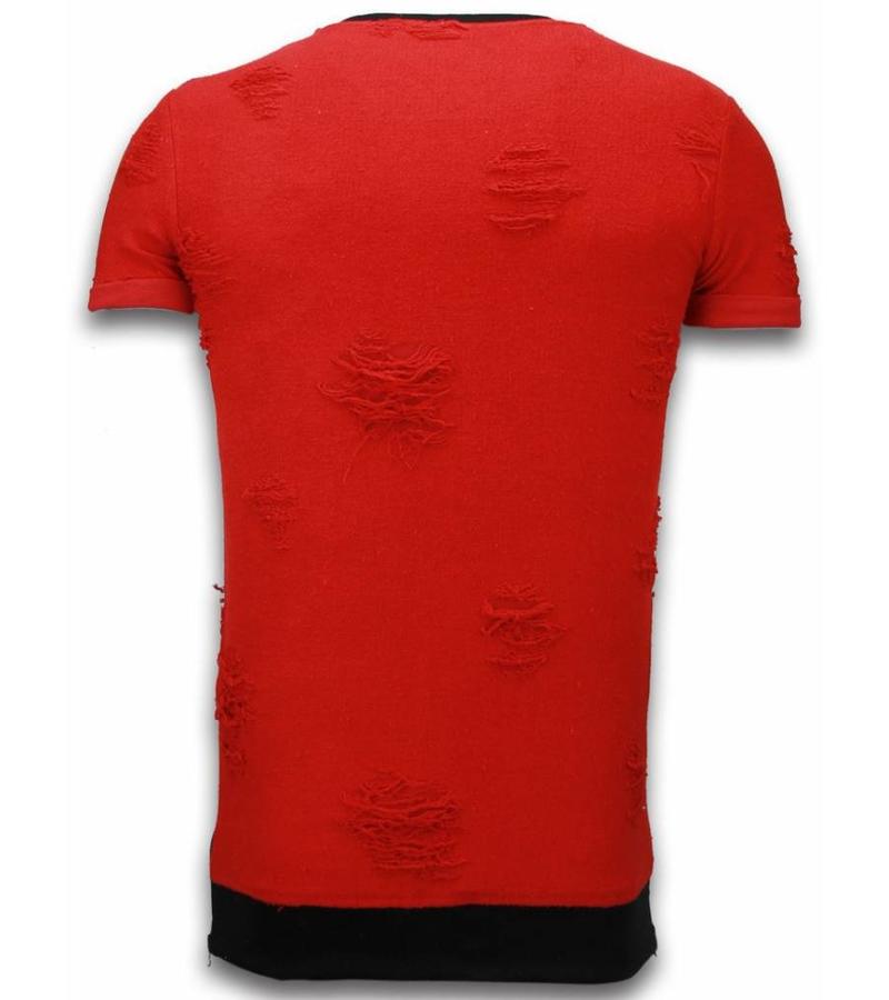 True Rise Long Fit Shirt Zipped - Herr T Shirt - T0918R - Röd