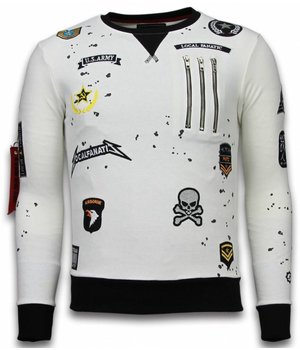 Local Fanatic Basic Embriordry Sweater Patches - Tröjor Män - LF-100W - Vit