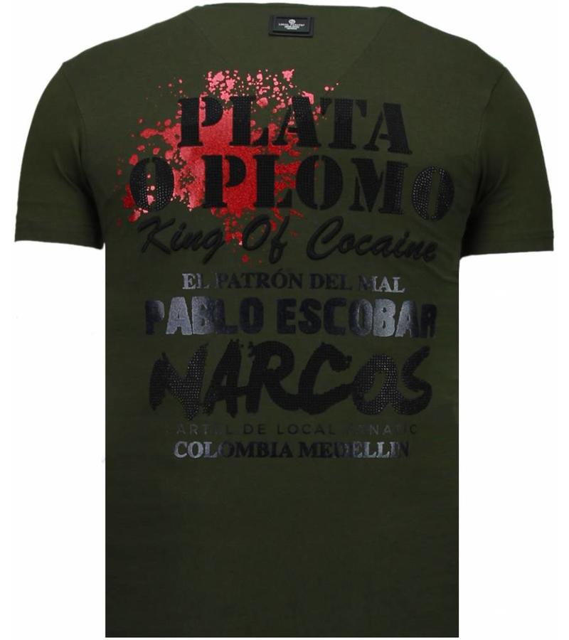 Local Fanatic Pablo Escobar Narcos Rhinestone - T Shirt Herr - 5782G - Grön