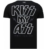 Local Fanatic Kiss My Mickey Rhinestone - Man T Shirt - 5771Z - Svart