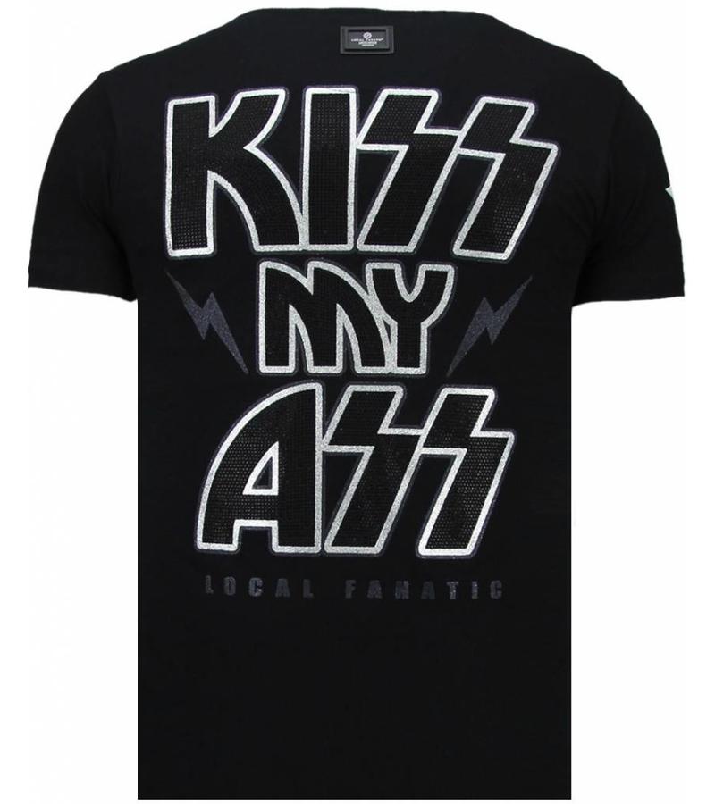 Local Fanatic Kiss My Mickey Rhinestone - Man T Shirt - 5771Z - Svart