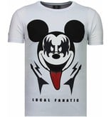 Local Fanatic Kiss My Mickey Rhinestone - Herr T Shirt - 5771W - Vit