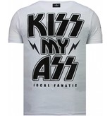 Local Fanatic Kiss My Mickey Rhinestone - Herr T Shirt - 5771W - Vit