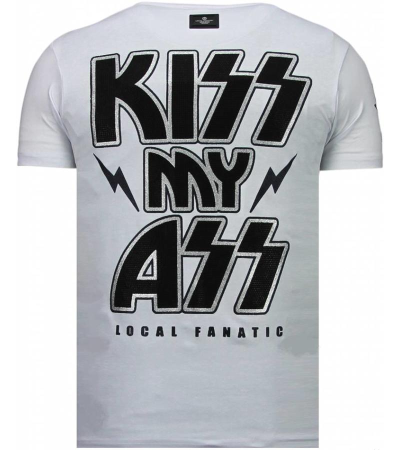 Local Fanatic Kiss My Mickey Rhinestone - Herr T Shirt - 5771W - Vit