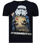 Local Fanatic Stormbitch Rhinestone -Man T Shirt - 5770N - Blå Local Fanatic Stormbitch Rhinestone -Man T Shirt - 5770N - Blå