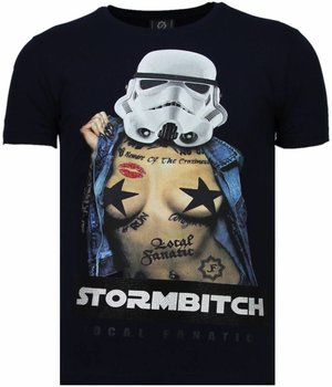 Local Fanatic Stormbitch Rhinestone -Man T Shirt - 5770N - Blå