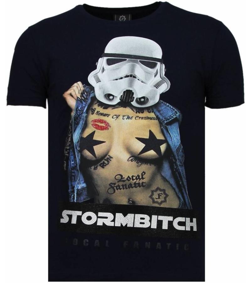 Local Fanatic Stormbitch Rhinestone -Man T Shirt - 5770N - Blå