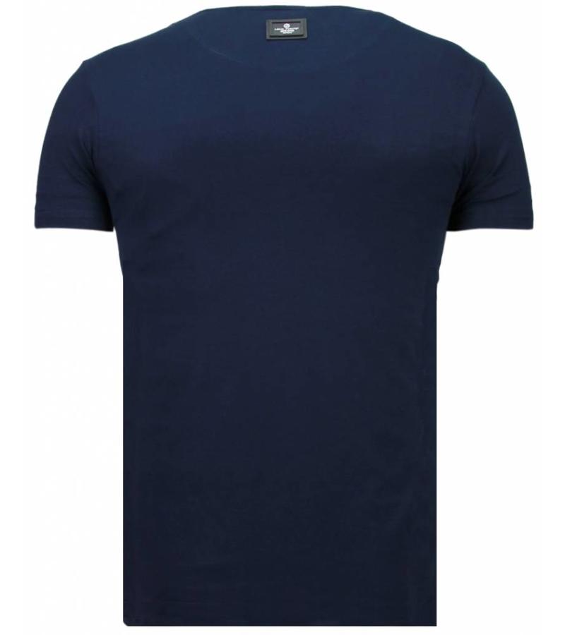 Local Fanatic Skull Rebel Rhinestone - Man T Shirt - 5776B - Blå