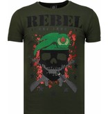 Local Fanatic Skull Rebel Rhinestone - T Shirt Herr - 5776G - Grön