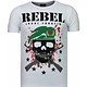 Skull Rebel Rhinestone - Herr T Shirt - 5776W - Vit
