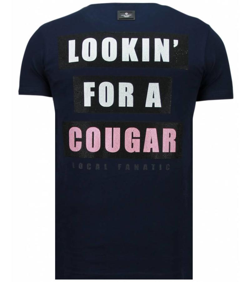 Local Fanatic Panther For A Cougar Rhinestone - Man T shirt - 5780B - Blå