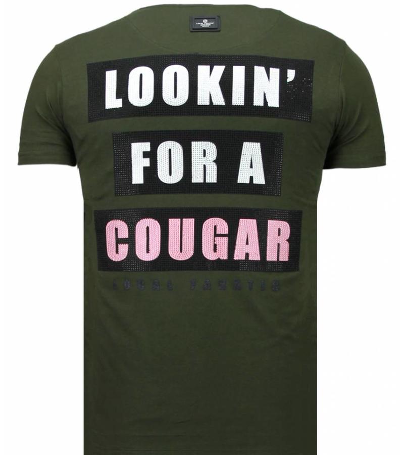 Local Fanatic Panther For A Cougar Rhinestone T Shirt Herr - 5780G - Grön