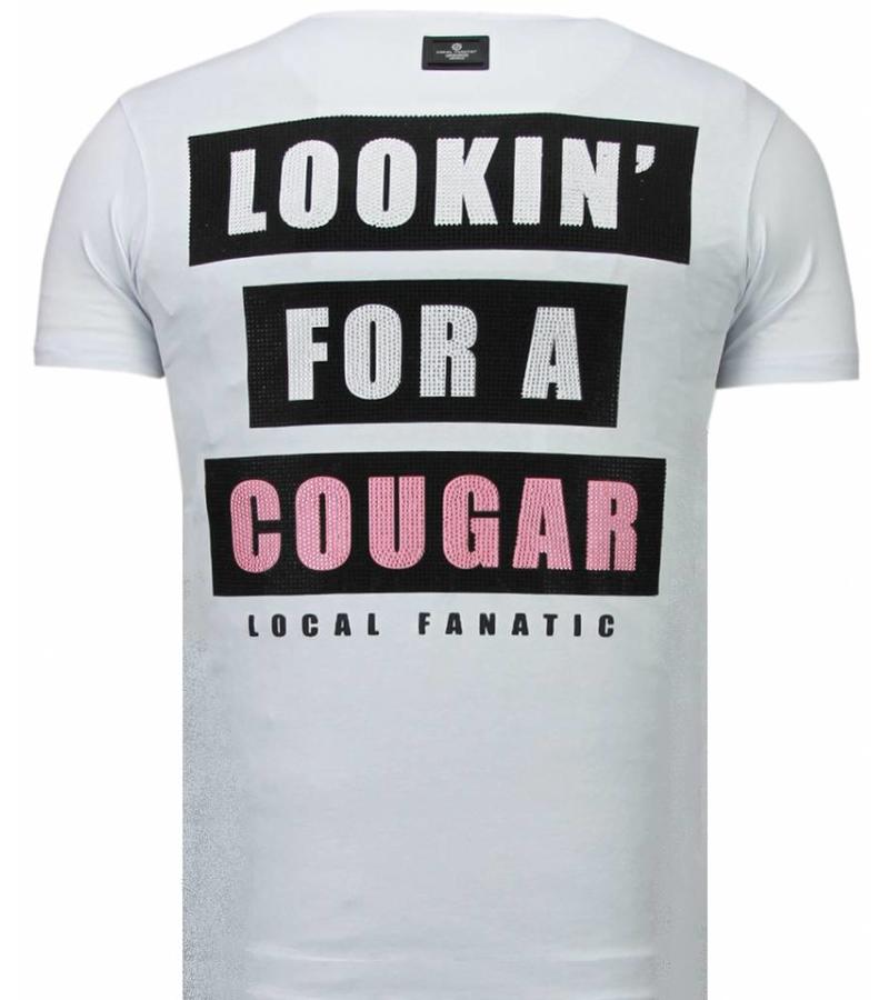 Local Fanatic Panther For A Cougar Rhinestone - Herr T Shirt - 5780W - Vit