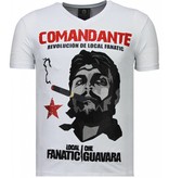 Local Fanatic Che Guevara Comandante Rhinestone - Herr T Shirt - 5781W - Vit