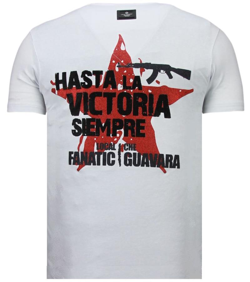 Local Fanatic Che Guevara Comandante Rhinestone - Herr T Shirt - 5781W - Vit