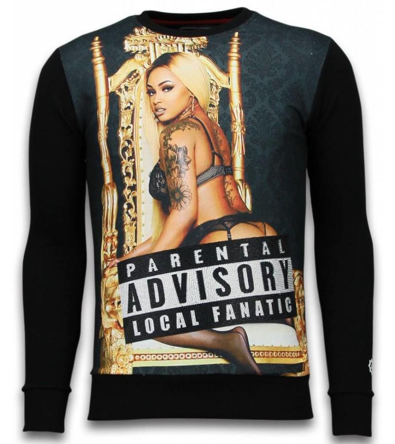 Local Fanatic Parental Advisory Rhinestone - Sweatshirt Herr - 6035Z - Svart