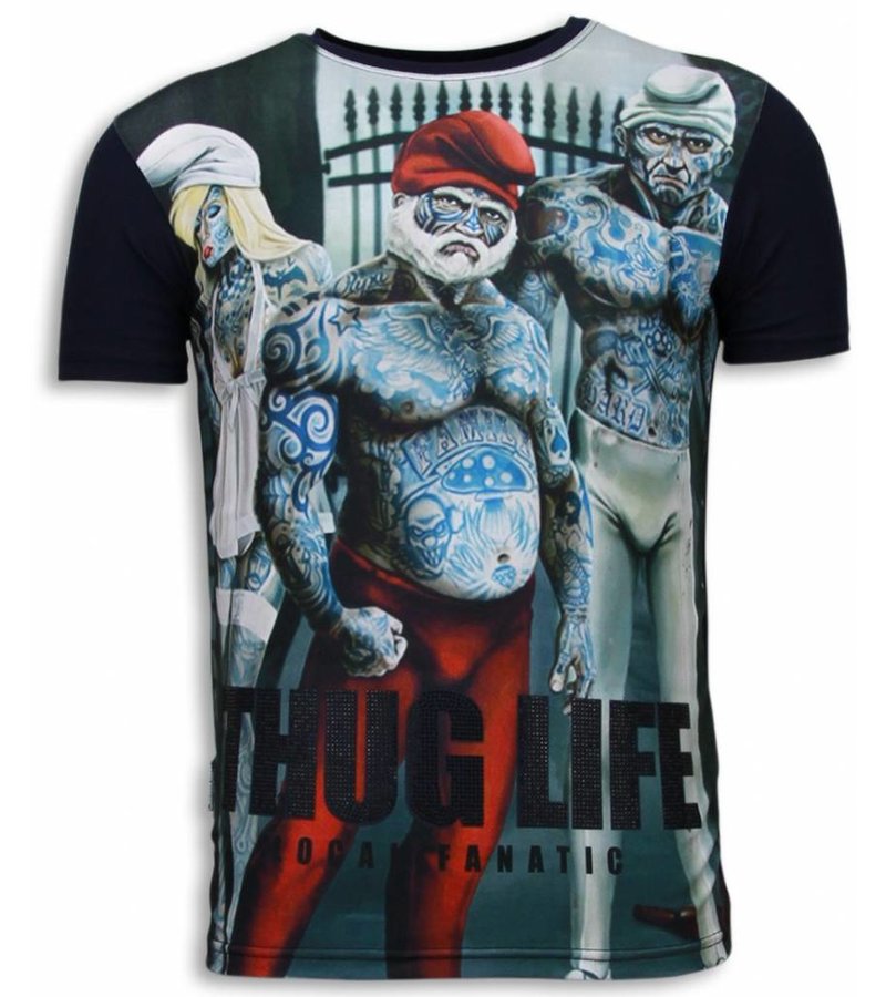 Local Fanatic Thug Life Rhinestone - Herr T Shirt - 5967 - Marinblå