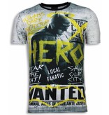 Local Fanatic Wanted Gothams Hero - Herr T Shirt - 5968 - Grå