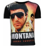 Local Fanatic Tony Montana Digital Rhinestone - Herr T Shirt - 5987 - Svart