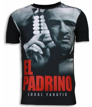 Local Fanatic El Padrino Face Rhinestone - Herr T Shirt - 6162 - Svart