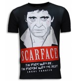 Local Fanatic Scarface Red Scar Rhinestone - Herr T Shirt - 6169 - Svart