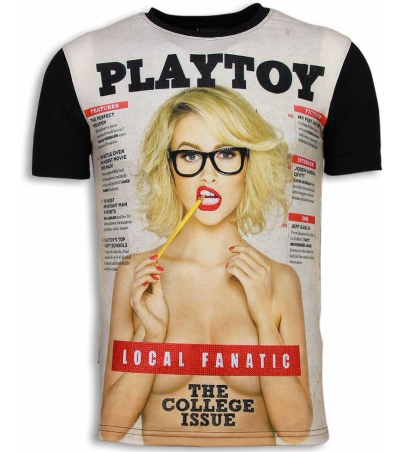 Local Fanatic Playtoy The College Issue Rhinestone - Herr T shirt - 6161 - Svart