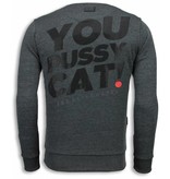 Local Fanatic Pussy Cat Rhinestone Sweater - Tröjor Herr - 5914A - Stenkol