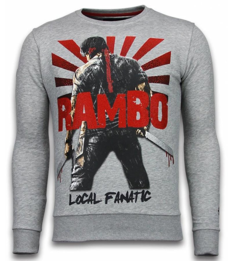 Local Fanatic Rambo Rhinestone Sweater - Man Tröja - 5910A - Grå