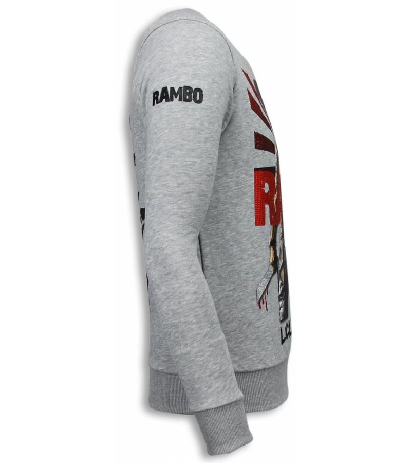 Local Fanatic Rambo Rhinestone Sweater - Man Tröja - 5910A - Grå