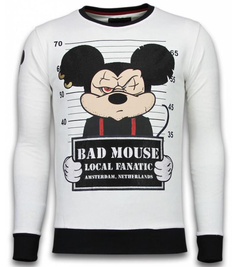 Local Fanatic State Prison Bad Mouse Rhinestone - Herrtröjor - 6080W - Vit